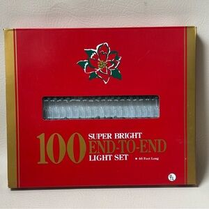 Vtg. Wal-Mart CHRISTMAS LIGHTS  - 100 Super Bright End-to-End Light Set - Clear